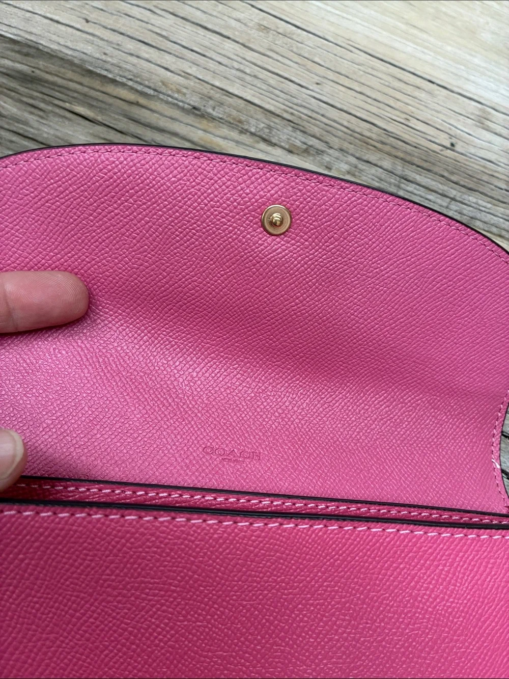 NWT Coach Pink Leather Continental Wallet with Gold Logo